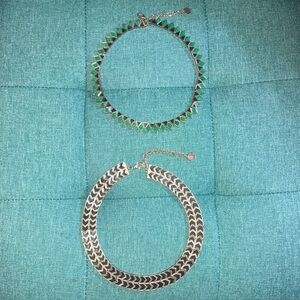 Set of House of Harlow Black and Green Statement Necklaces